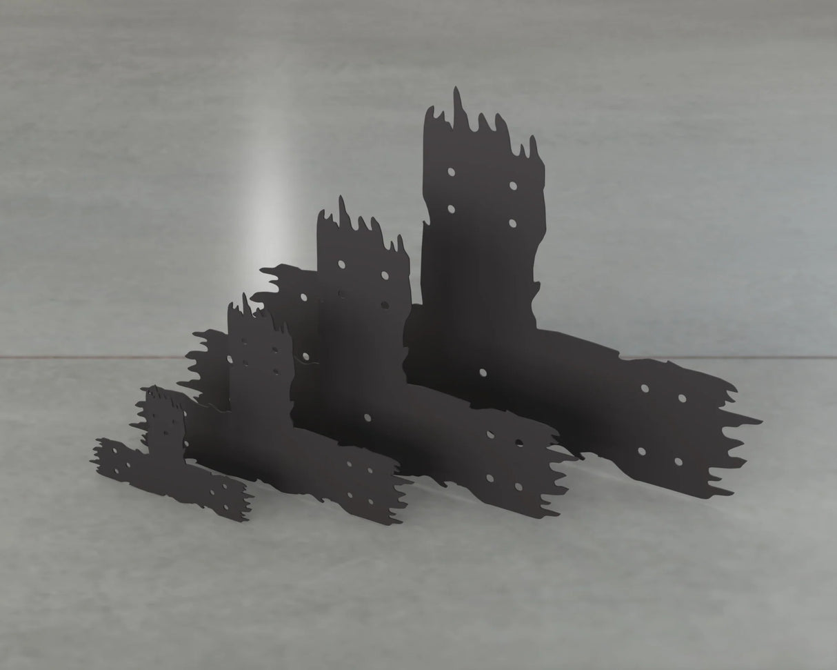 Rough Wood Style T Brackets - Various Sizes - Wood Post Brackets - construction brackets - brackets for post and beam construction - beam supports - post support - timber frame brackets - barndominium brackets - exposed beam brackets