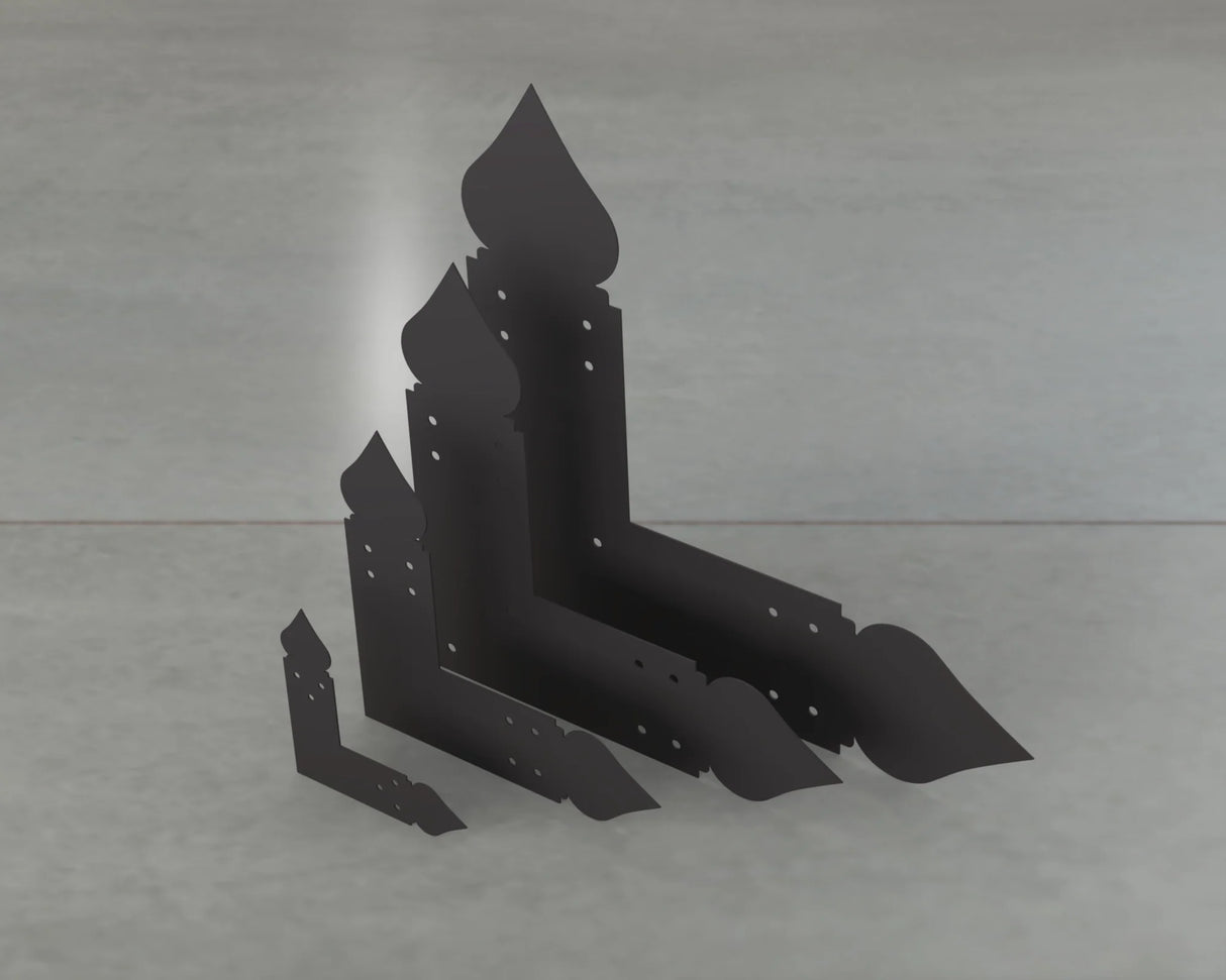 Spade Style L Brackets - Various Sizes - Wood Post Brackets - construction brackets - brackets for post and beam construction - beam supports - post support - timber frame brackets - barndominium brackets - exposed beam brackets