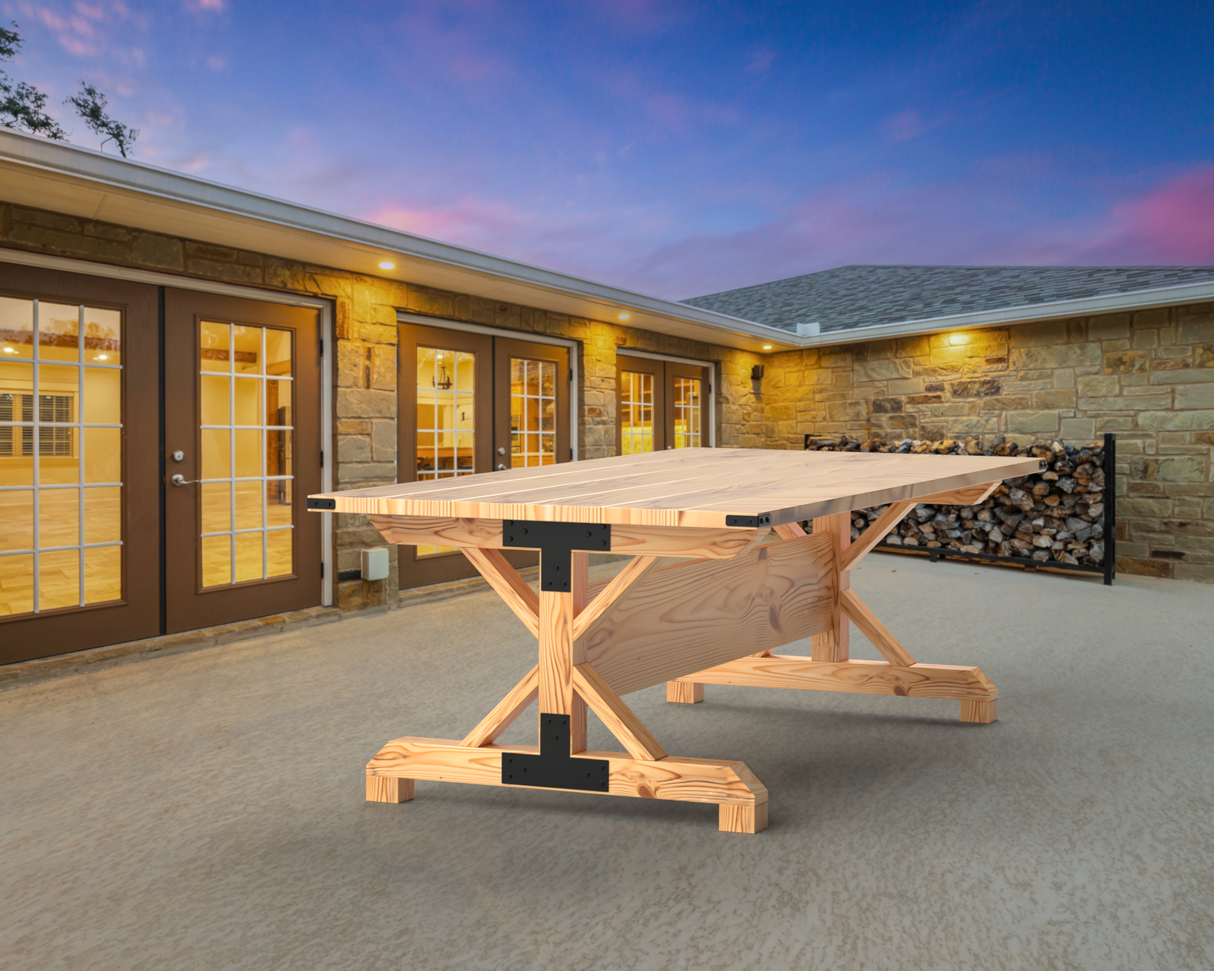 DIY Indoor and Outdoor Table Bracket Kit with DIY Instruction Guide - Wood Post Brackets - construction brackets - brackets for post and beam construction - beam supports - post support - timber frame brackets - barndominium brackets - exposed beam brackets