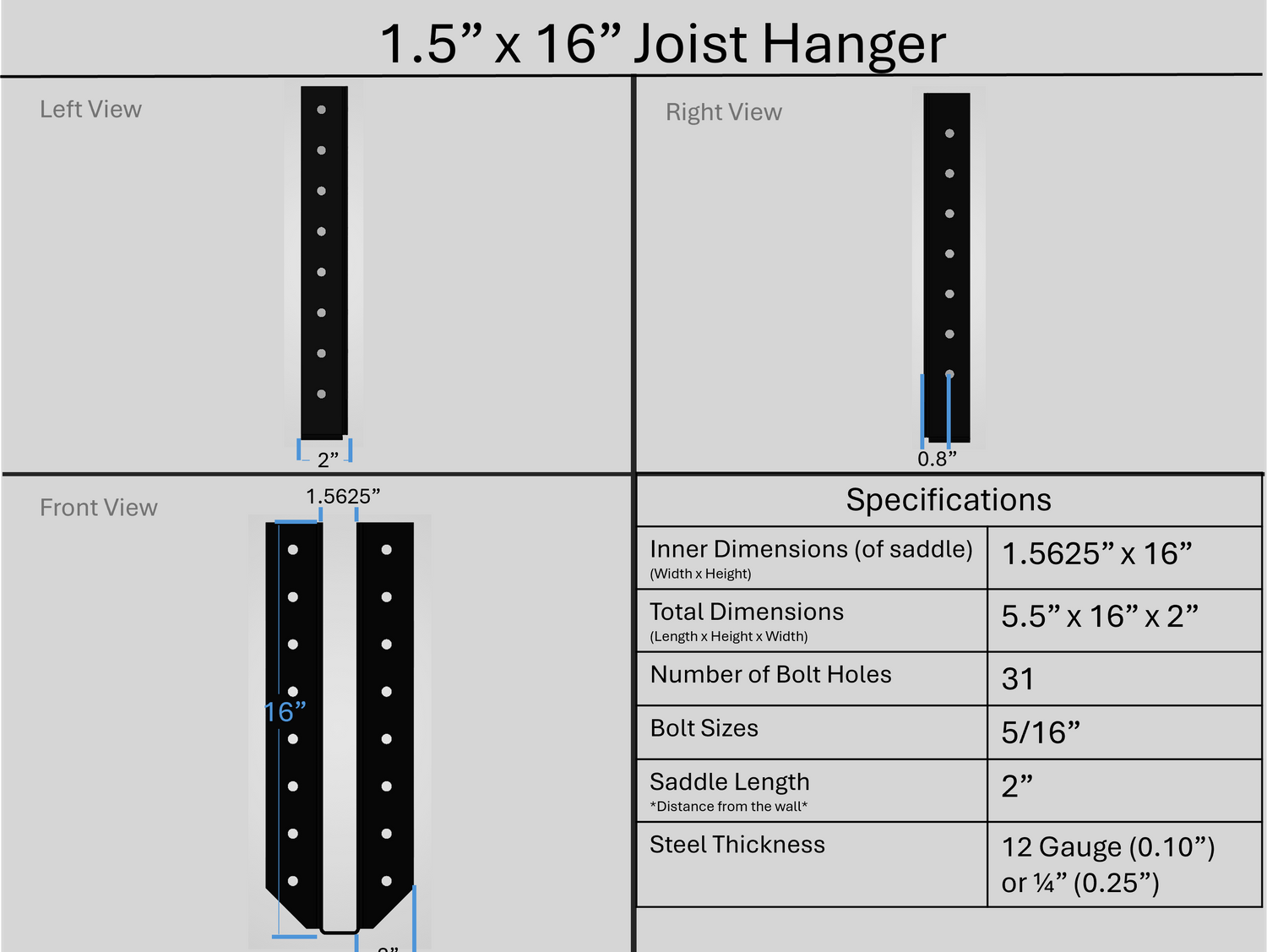 Joist Hangers - Face Mount