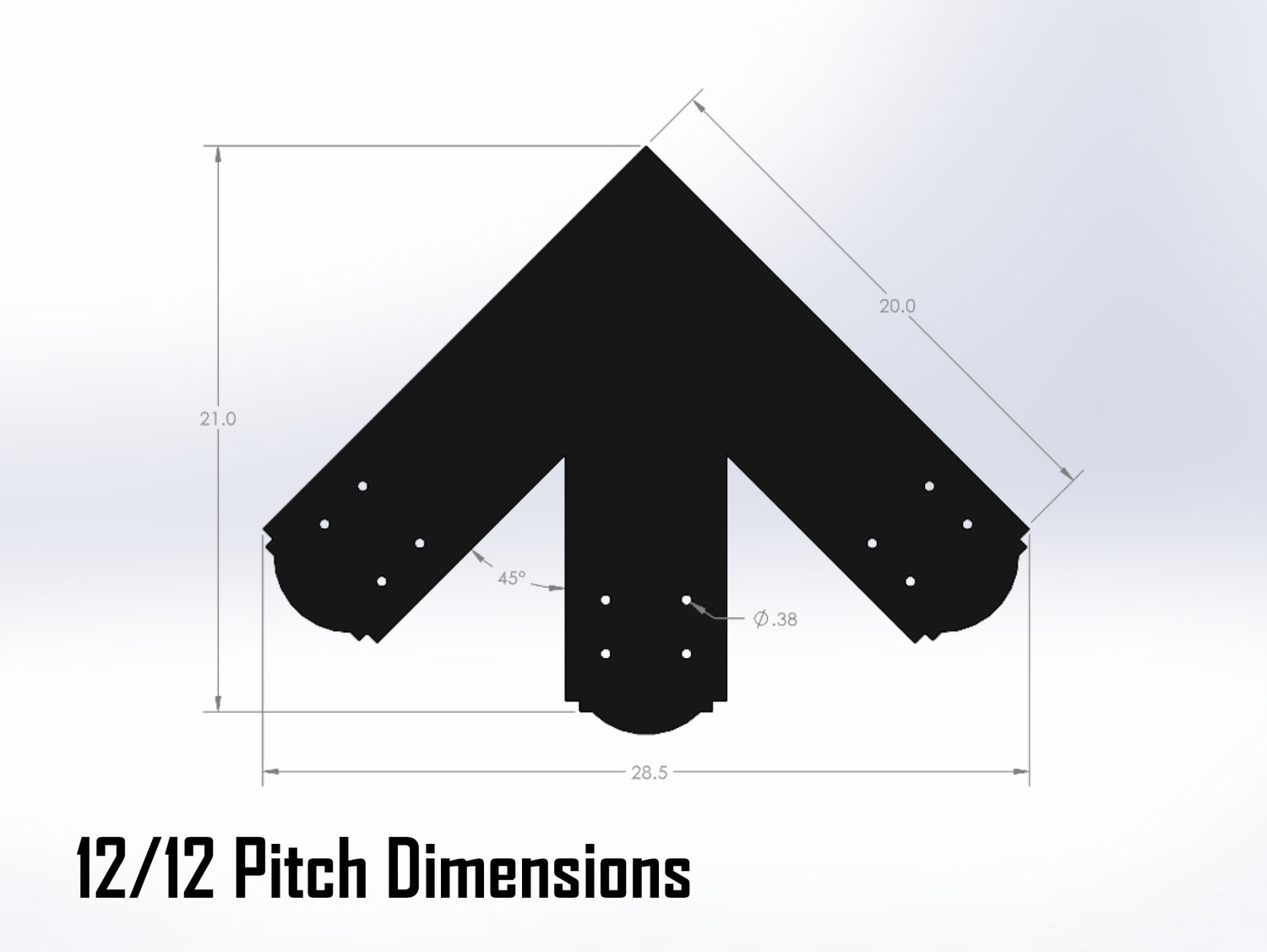 King Truss Bracket Set - Crowned Style - For 8 Inch Lumber - Wood Post Brackets - construction materials - building supposrts - beam supports - post support - timber frame brackets - wood frame buildings - post frame buildings - barndominium brackets - exposed beam brackets