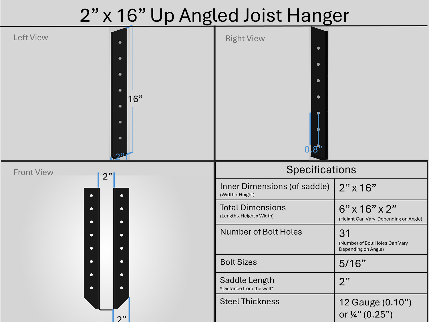 Joist Hangers - Up Angled