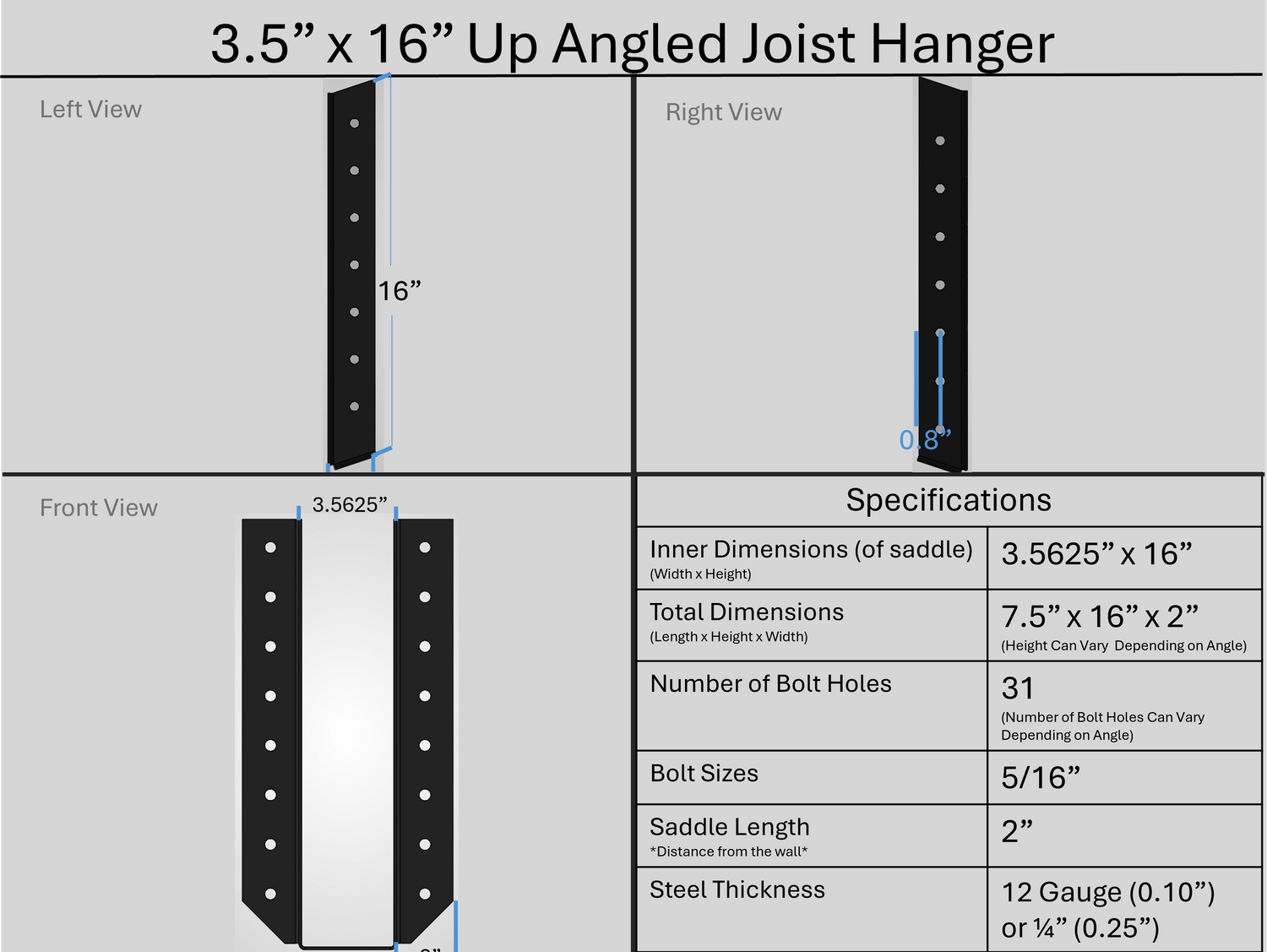Joist Hangers - Up Angled