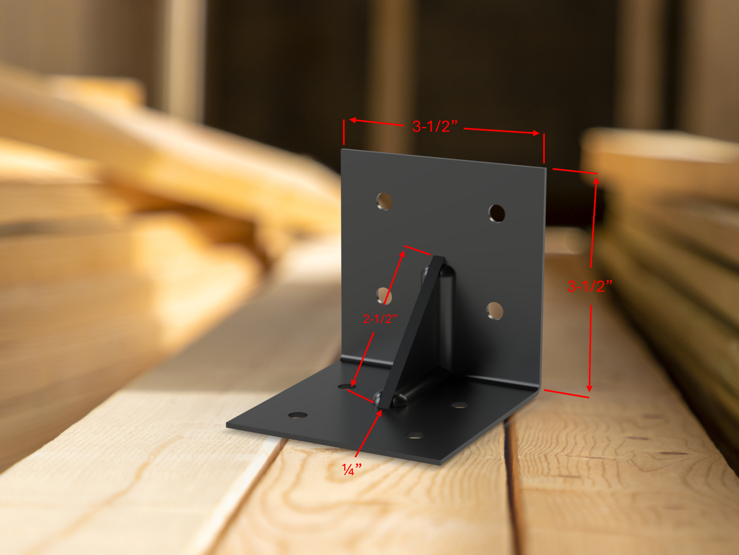 Corner Bracket with Heavy Duty Flange - For 4" and 6" Post - Wood Post Brackets - construction brackets - brackets for post and beam construction - beam supports - post support - timber frame brackets - post frame buildings - barndominium brackets - exposed beam brackets