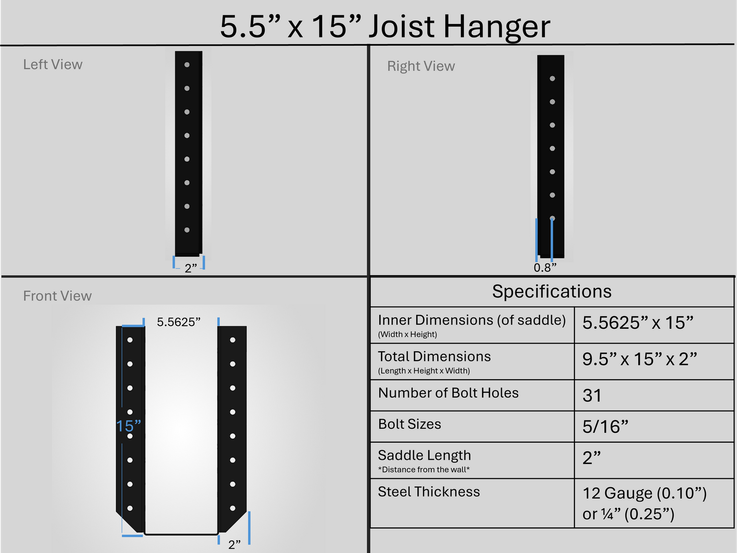 Joist Hangers - Face Mount