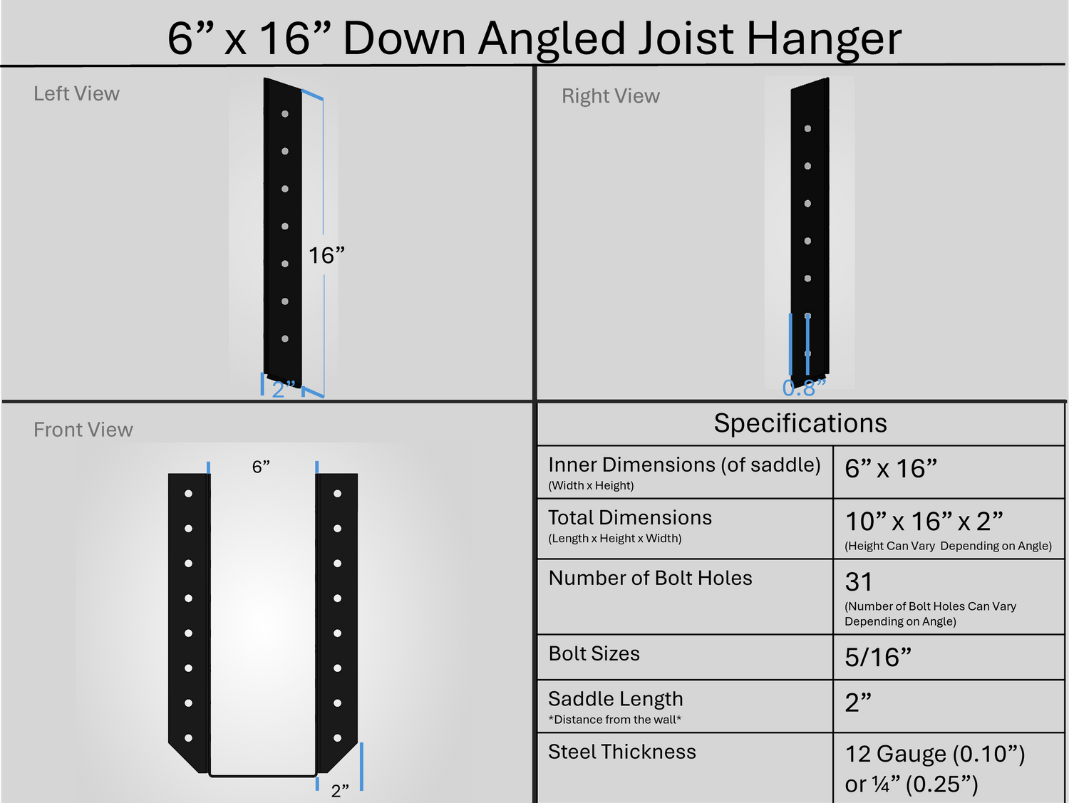 Joist Hangers - Down Angled