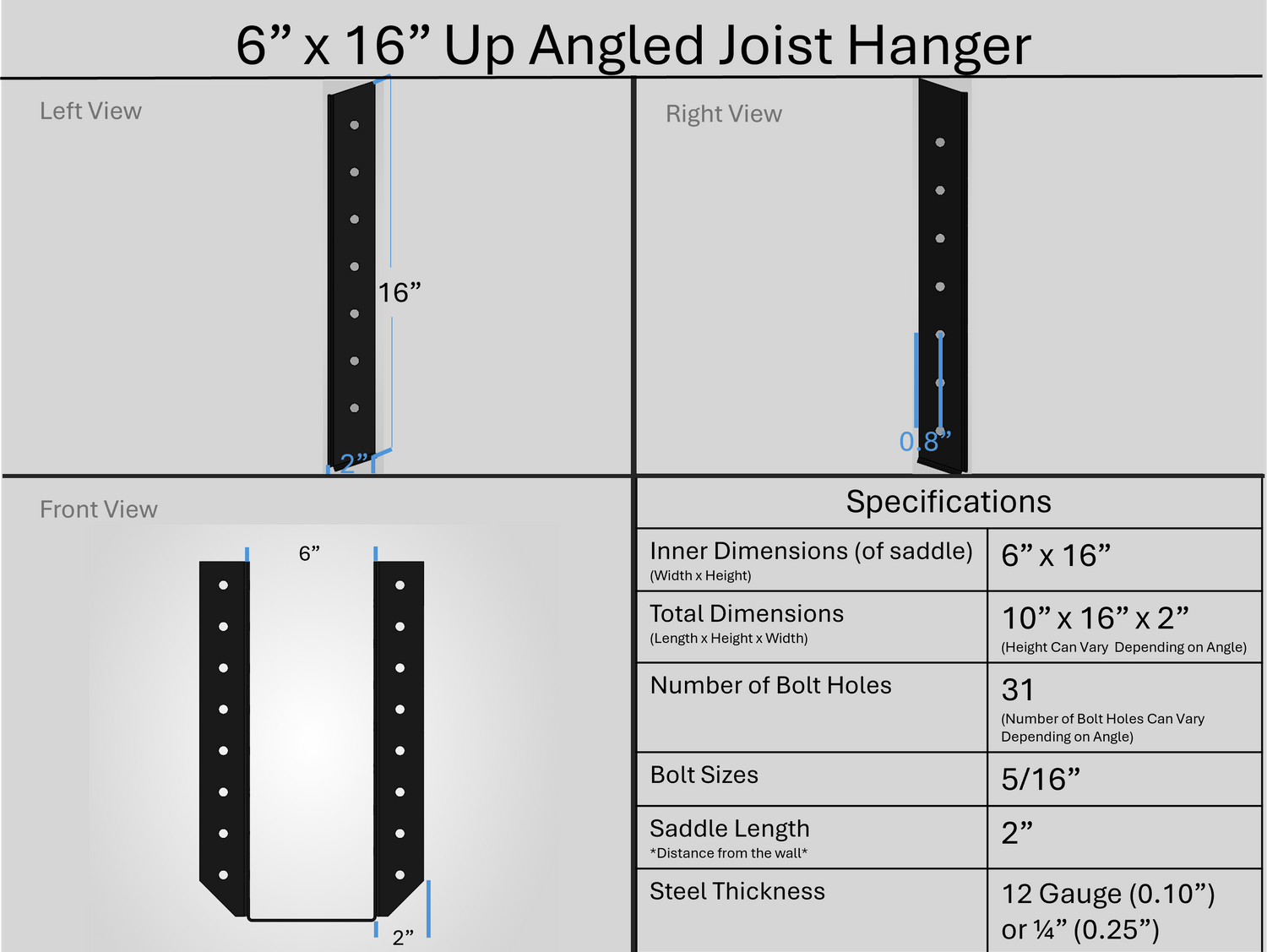 Joist Hangers - Up Angled