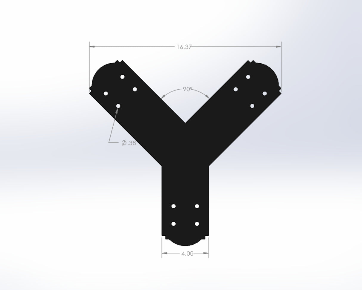 Y Bracket - Crowned Style - For 6 Inch Post - Wood Post Brackets - construction brackets - brackets for post and beam construction - beam supports - post support - timber frame brackets - post frame buildings - barndominium brackets - exposed beam brackets