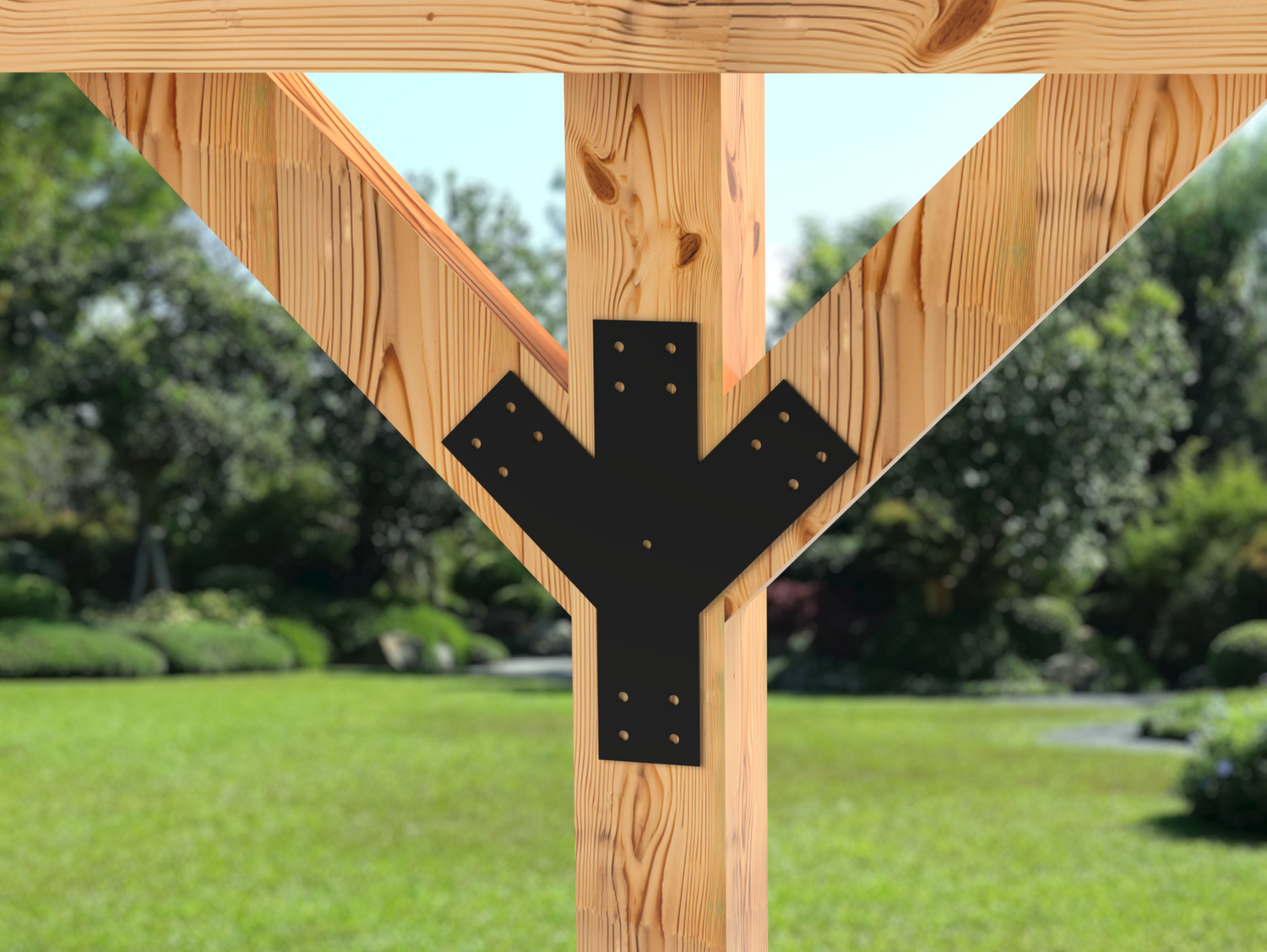 Y Bracket with Center Leg -Industrial Style - For 6 Inch Lumber - Wood Post Brackets - construction brackets - brackets for post and beam construction - beam supports - post support - timber frame brackets - post frame buildings - barndominium brackets - exposed beam brackets