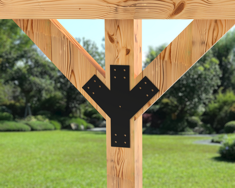 Y Bracket with Center Leg -Industrial Style - For 6 Inch Lumber - Wood Post Brackets - construction brackets - brackets for post and beam construction - beam supports - post support - timber frame brackets - post frame buildings - barndominium brackets - exposed beam brackets