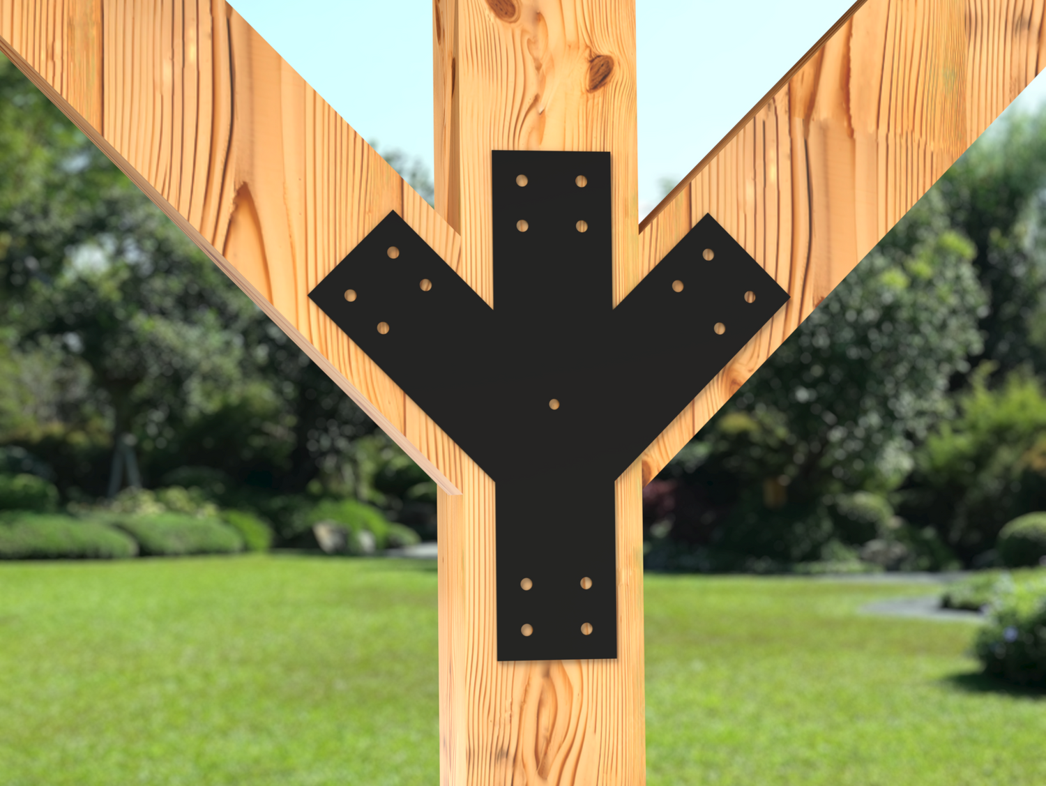 Y Bracket with Center Leg -Industrial Style - For 6 Inch Lumber - Wood Post Brackets - construction brackets - brackets for post and beam construction - beam supports - post support - timber frame brackets - post frame buildings - barndominium brackets - exposed beam brackets
