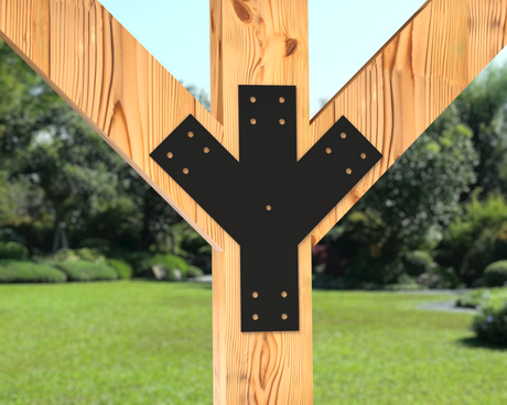 Y Bracket with Center Leg -Industrial Style - For 6 Inch Lumber - Wood Post Brackets - construction brackets - brackets for post and beam construction - beam supports - post support - timber frame brackets - post frame buildings - barndominium brackets - exposed beam brackets