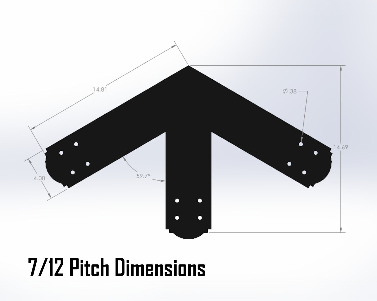 King Truss Bracket Set - Crowned Style - For 6 Inch Lumber - Wood Post Brackets - construction materials - building supposrts - beam supports - post support - timber frame brackets - wood frame buildings - post frame buildings - barndominium brackets - exposed beam brackets