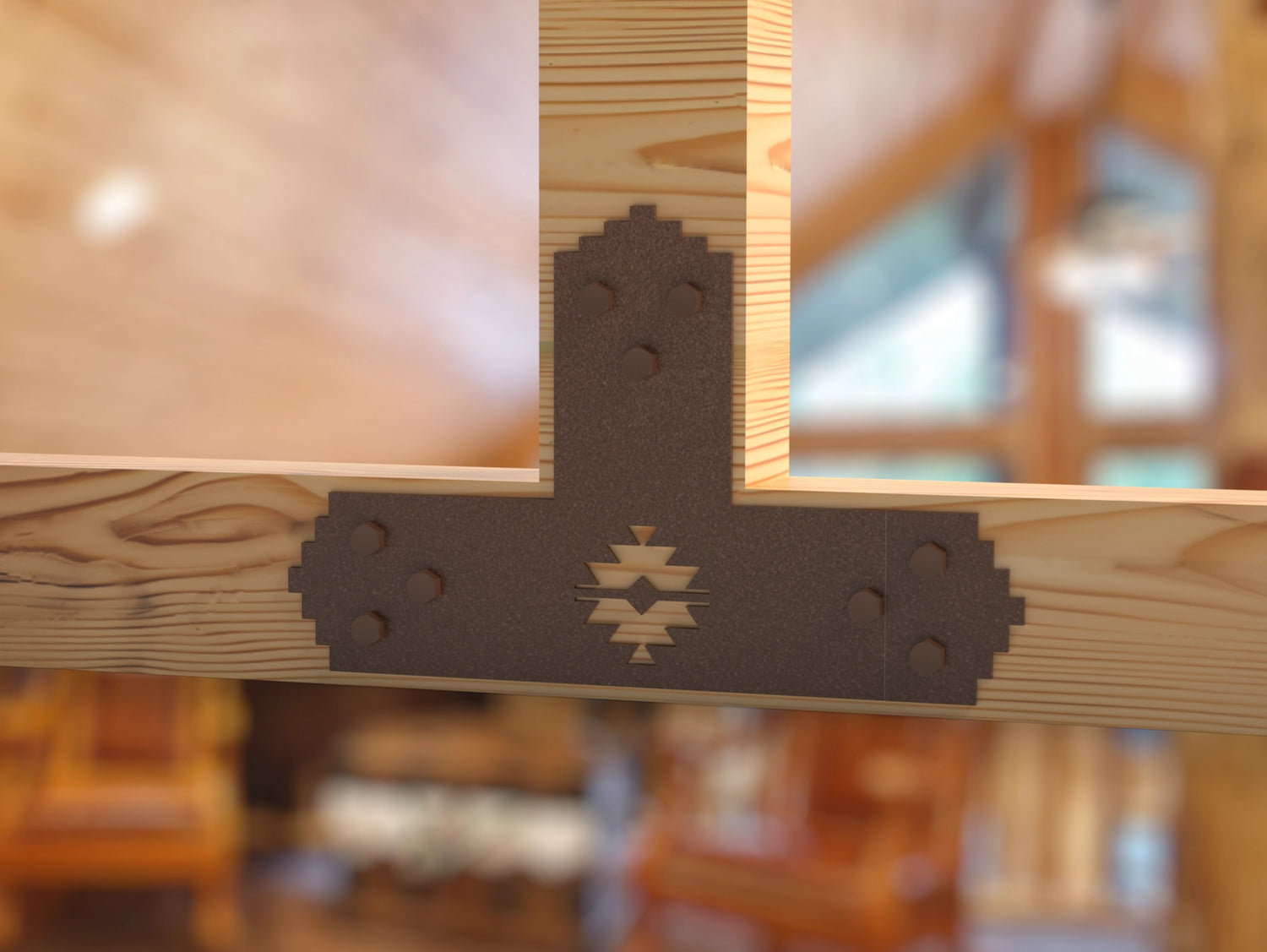 T Bracket - Aztec Style - For 4 Inch Lumber - Wood Post Brackets - construction brackets - brackets for post and beam construction - beam supports - post support - timber frame brackets - barndominium brackets - exposed beam brackets