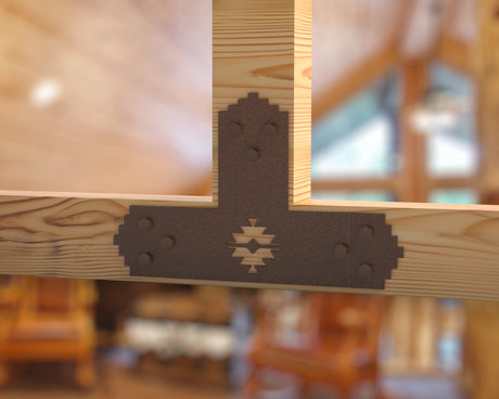T Bracket - Aztec Style - For 4 Inch Lumber - Wood Post Brackets - construction brackets - brackets for post and beam construction - beam supports - post support - timber frame brackets - barndominium brackets - exposed beam brackets