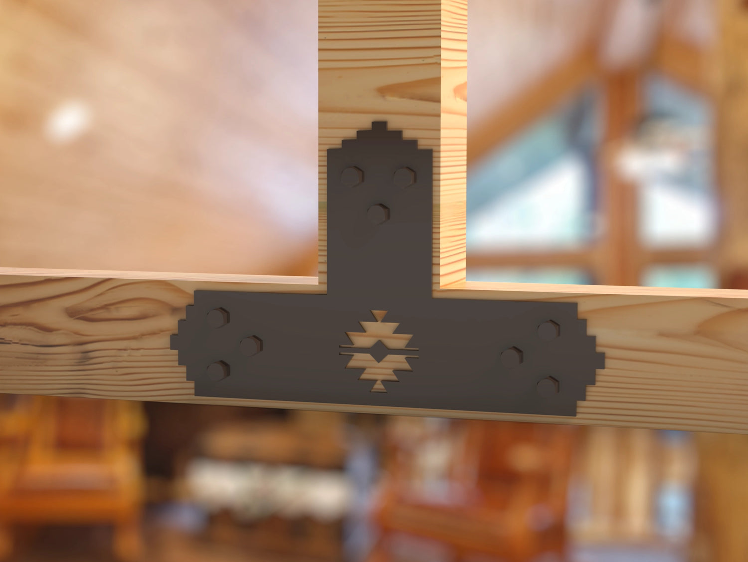 T Bracket - Aztec Style - For 4 Inch Lumber - Wood Post Brackets - construction brackets - brackets for post and beam construction - beam supports - post support - timber frame brackets - barndominium brackets - exposed beam brackets