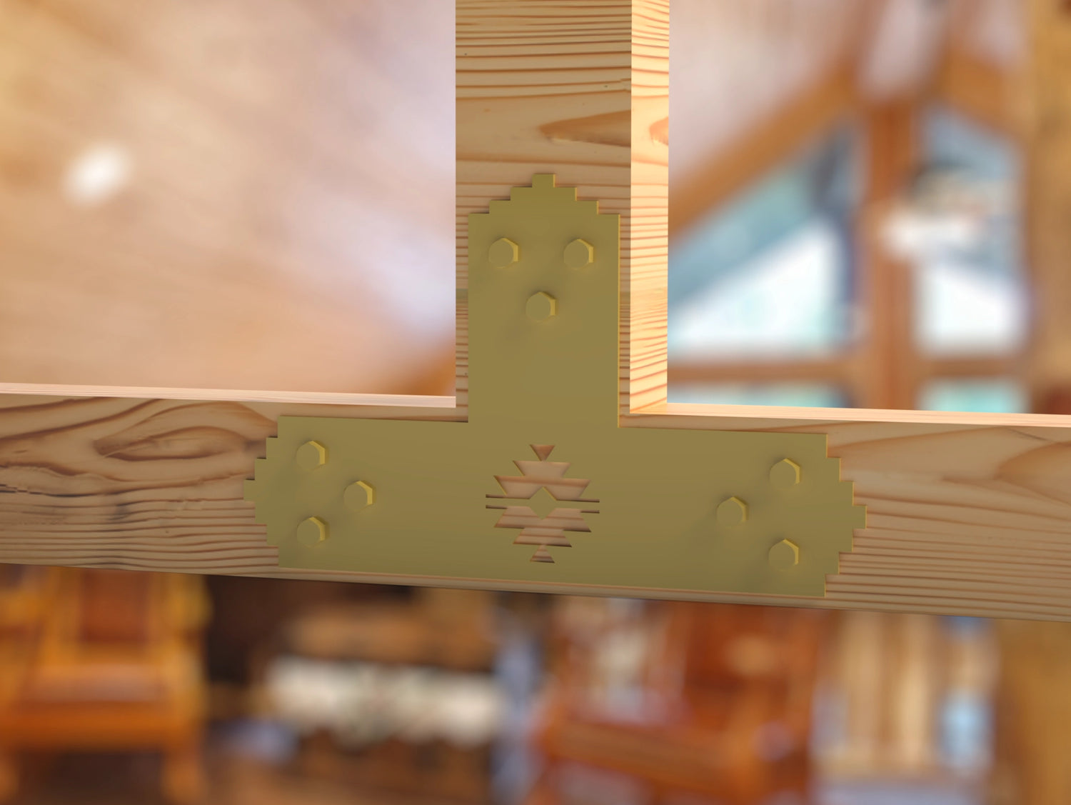 T Bracket - Aztec Style - For 4 Inch Lumber - Wood Post Brackets - construction brackets - brackets for post and beam construction - beam supports - post support - timber frame brackets - barndominium brackets - exposed beam brackets