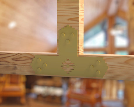 T Bracket - Aztec Style - For 4 Inch Lumber - Wood Post Brackets - construction brackets - brackets for post and beam construction - beam supports - post support - timber frame brackets - barndominium brackets - exposed beam brackets