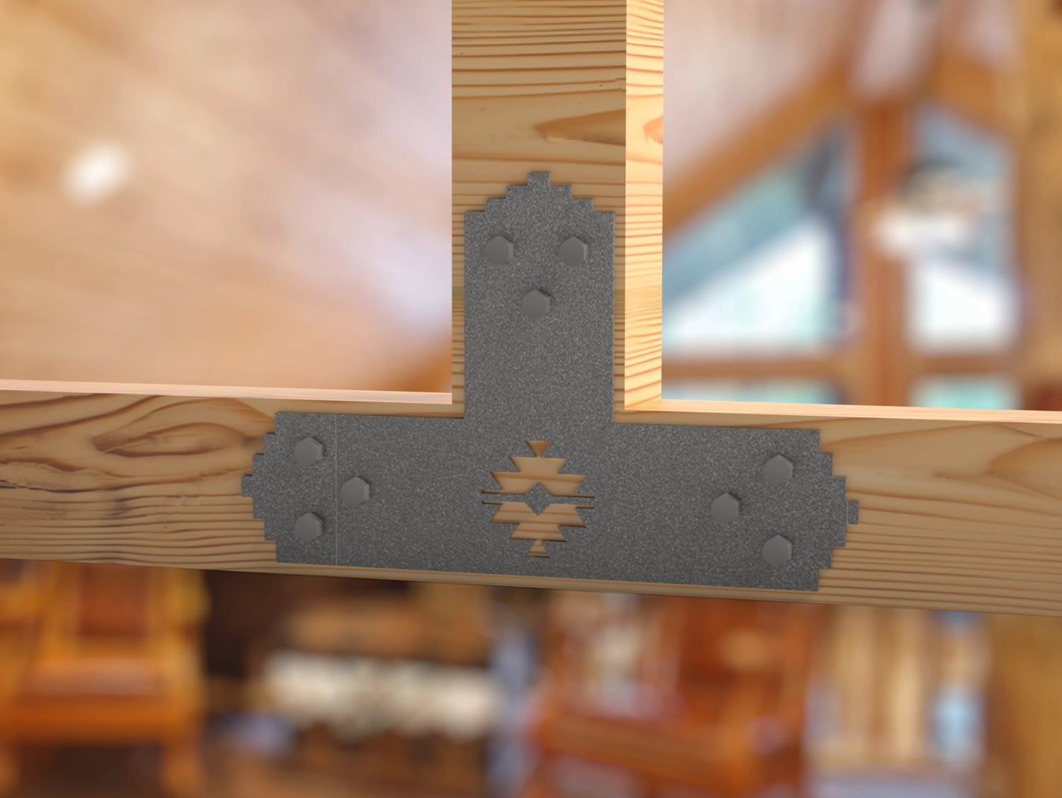 T Bracket - Aztec Style - For 4 Inch Lumber - Wood Post Brackets - construction brackets - brackets for post and beam construction - beam supports - post support - timber frame brackets - barndominium brackets - exposed beam brackets