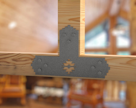 T Bracket - Aztec Style - For 4 Inch Lumber - Wood Post Brackets - construction brackets - brackets for post and beam construction - beam supports - post support - timber frame brackets - barndominium brackets - exposed beam brackets