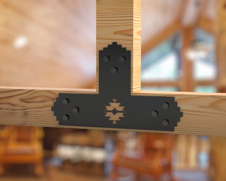 T Bracket - Aztec Style - For 4 Inch Lumber - Wood Post Brackets - construction brackets - brackets for post and beam construction - beam supports - post support - timber frame brackets - barndominium brackets - exposed beam brackets
