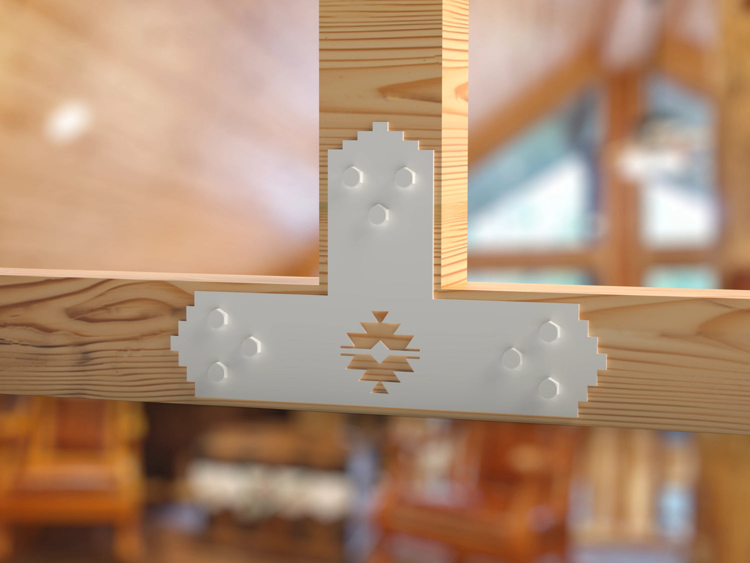 T Bracket - Aztec Style - For 4 Inch Lumber - Wood Post Brackets - construction brackets - brackets for post and beam construction - beam supports - post support - timber frame brackets - barndominium brackets - exposed beam brackets