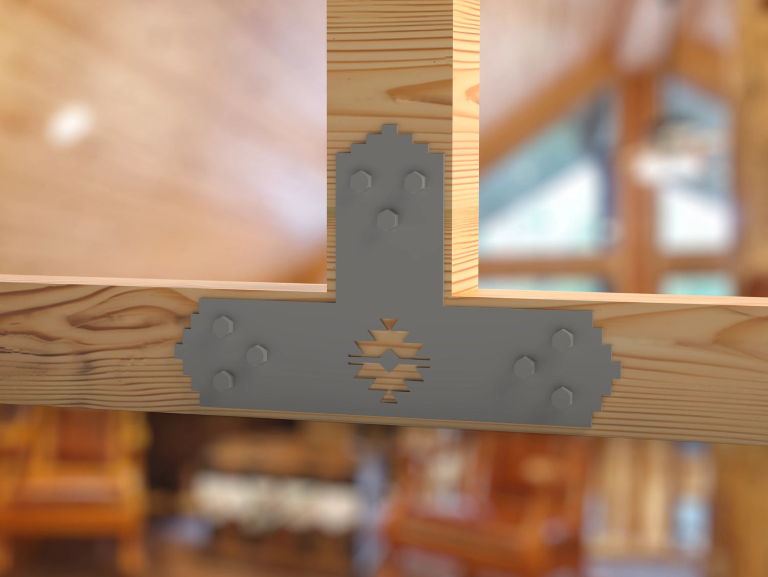 T Bracket - Aztec Style - For 4 Inch Lumber - Wood Post Brackets - construction brackets - brackets for post and beam construction - beam supports - post support - timber frame brackets - barndominium brackets - exposed beam brackets