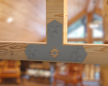 T Bracket - Aztec Style - For 4 Inch Lumber - Wood Post Brackets - construction brackets - brackets for post and beam construction - beam supports - post support - timber frame brackets - barndominium brackets - exposed beam brackets