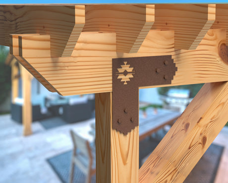 L Bracket - Aztec Style - For 8 Inch Lumber - Wood Post Brackets - construction brackets - brackets for post and beam construction - beam supports - post support - timber frame brackets - barndominium brackets - exposed beam brackets