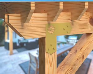 L Bracket - Aztec Style - For 8 Inch Lumber - Wood Post Brackets - construction brackets - brackets for post and beam construction - beam supports - post support - timber frame brackets - barndominium brackets - exposed beam brackets