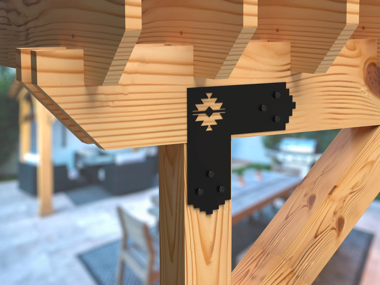 Aztec Style Brackets for 6" Post - Madison Iron and Wood