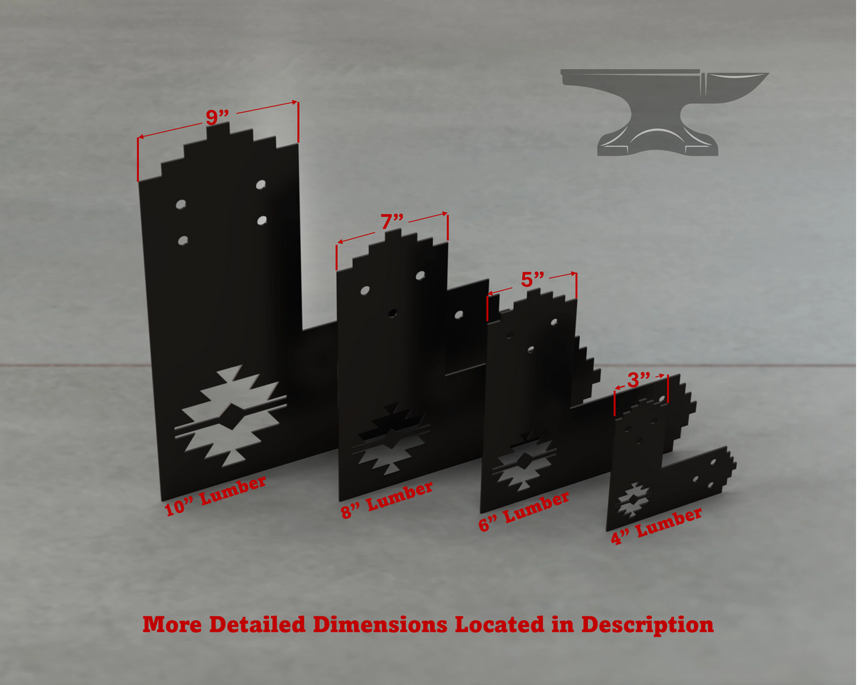 Aztec Style L Brackets - Various Sizes - Wood Post Brackets - construction brackets - brackets for post and beam construction - beam supports - post support - timber frame brackets - barndominium brackets - exposed beam brackets