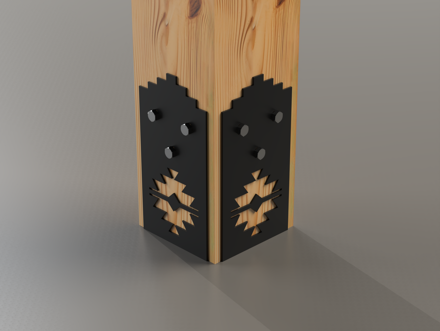 Decorative Post Base Plates (Pack of 2) - Aztec Style - Wood Post Brackets - construction brackets - brackets for post and beam construction - beam supports - post support - timber frame brackets - post frame buildings - barndominium brackets - exposed beam brackets