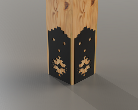 Decorative Post Base Plates (Pack of 2) - Aztec Style - Wood Post Brackets - construction brackets - brackets for post and beam construction - beam supports - post support - timber frame brackets - post frame buildings - barndominium brackets - exposed beam brackets