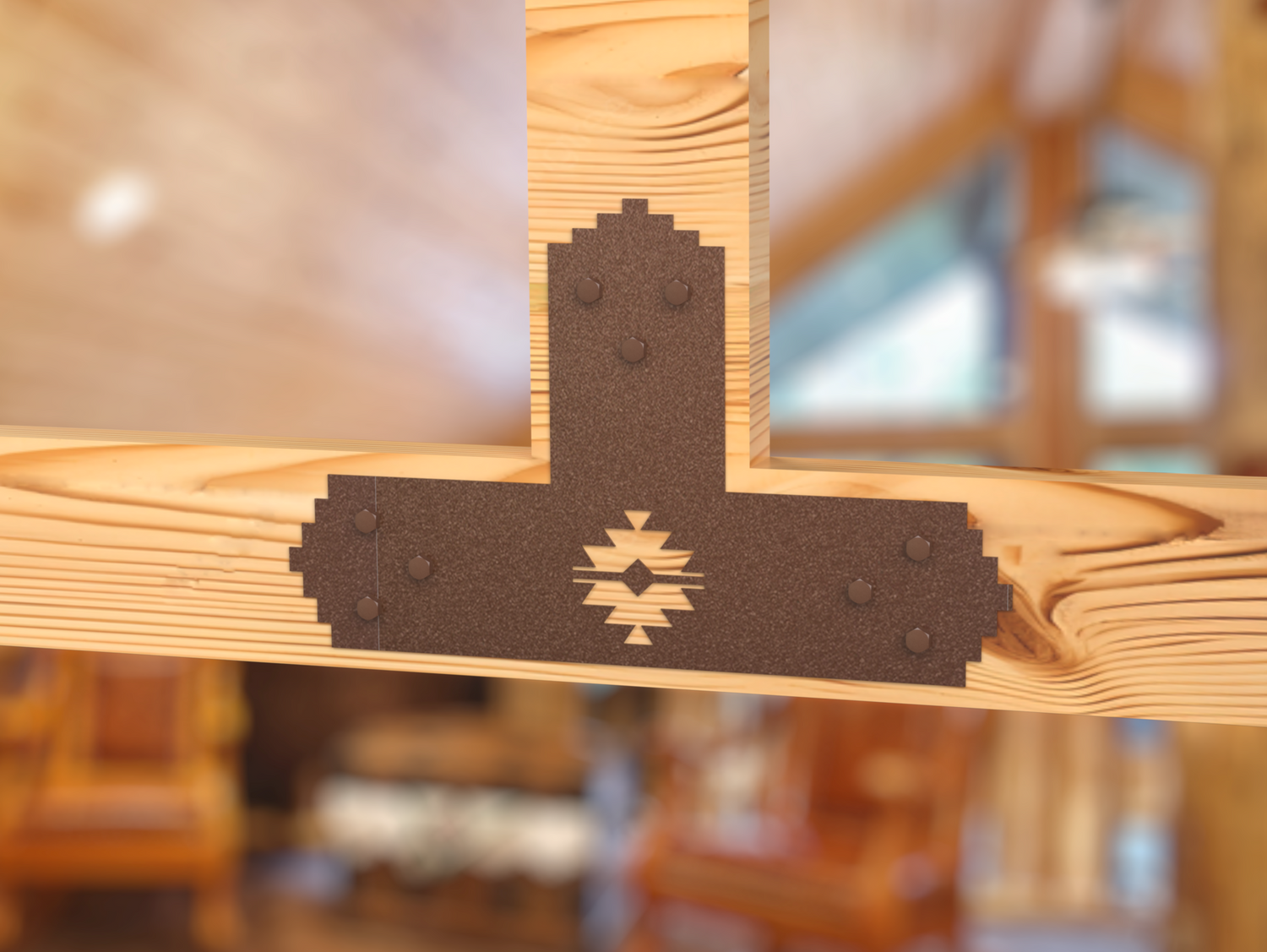 T Bracket - Aztec Style - For 8 Inch Lumber - Wood Post Brackets - construction brackets - brackets for post and beam construction - beam supports - post support - timber frame brackets - barndominium brackets - exposed beam brackets