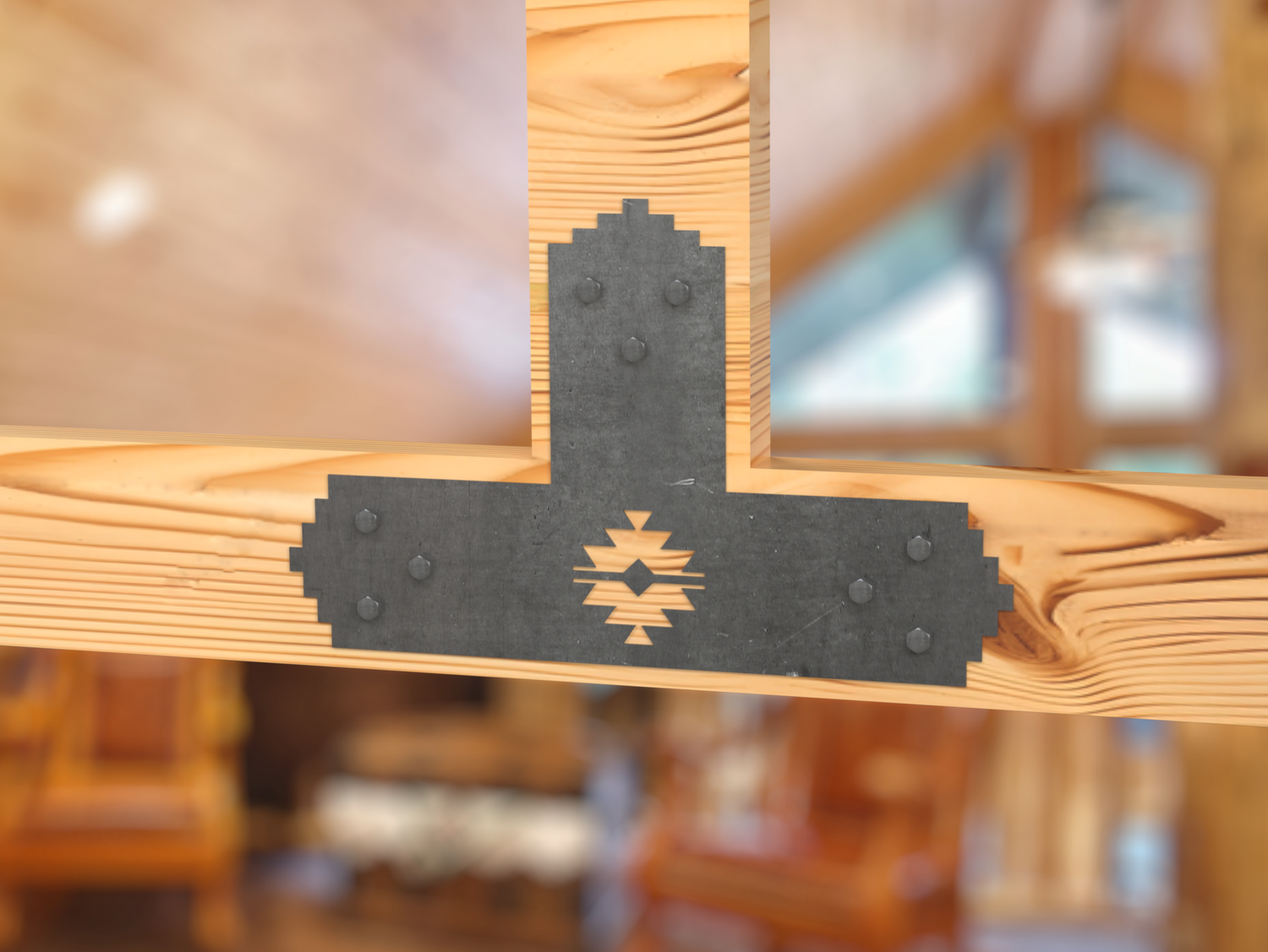 T Bracket - Aztec Style - For 8 Inch Lumber - Wood Post Brackets - construction brackets - brackets for post and beam construction - beam supports - post support - timber frame brackets - barndominium brackets - exposed beam brackets
