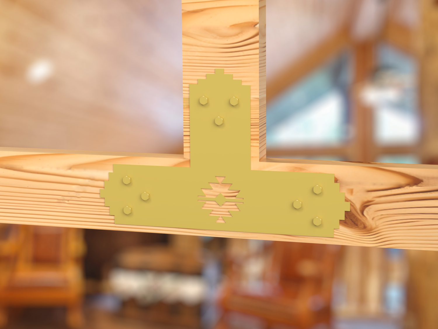 T Bracket - Aztec Style - For 8 Inch Lumber - Wood Post Brackets - construction brackets - brackets for post and beam construction - beam supports - post support - timber frame brackets - barndominium brackets - exposed beam brackets