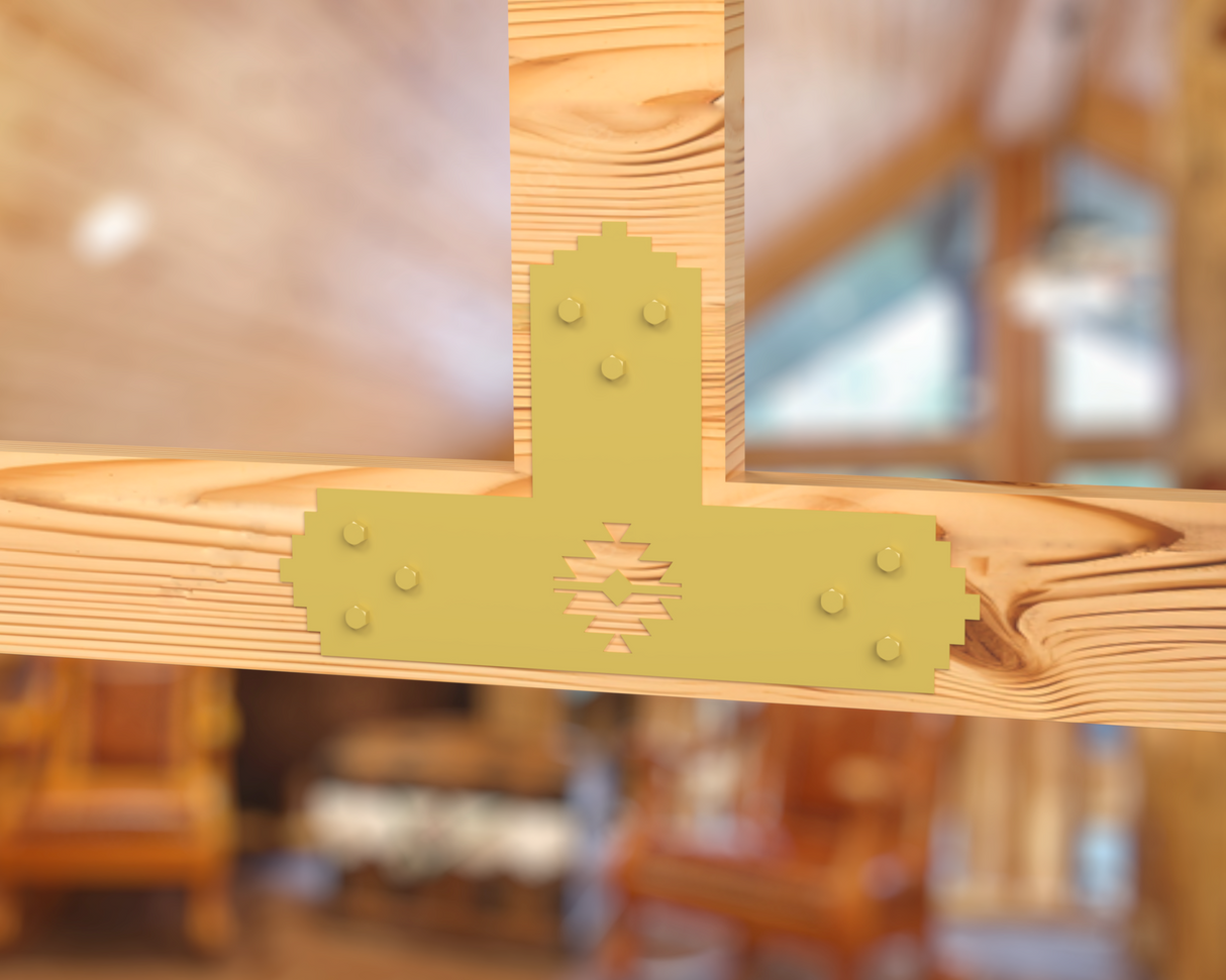 T Bracket - Aztec Style - For 8 Inch Lumber - Wood Post Brackets - construction brackets - brackets for post and beam construction - beam supports - post support - timber frame brackets - barndominium brackets - exposed beam brackets