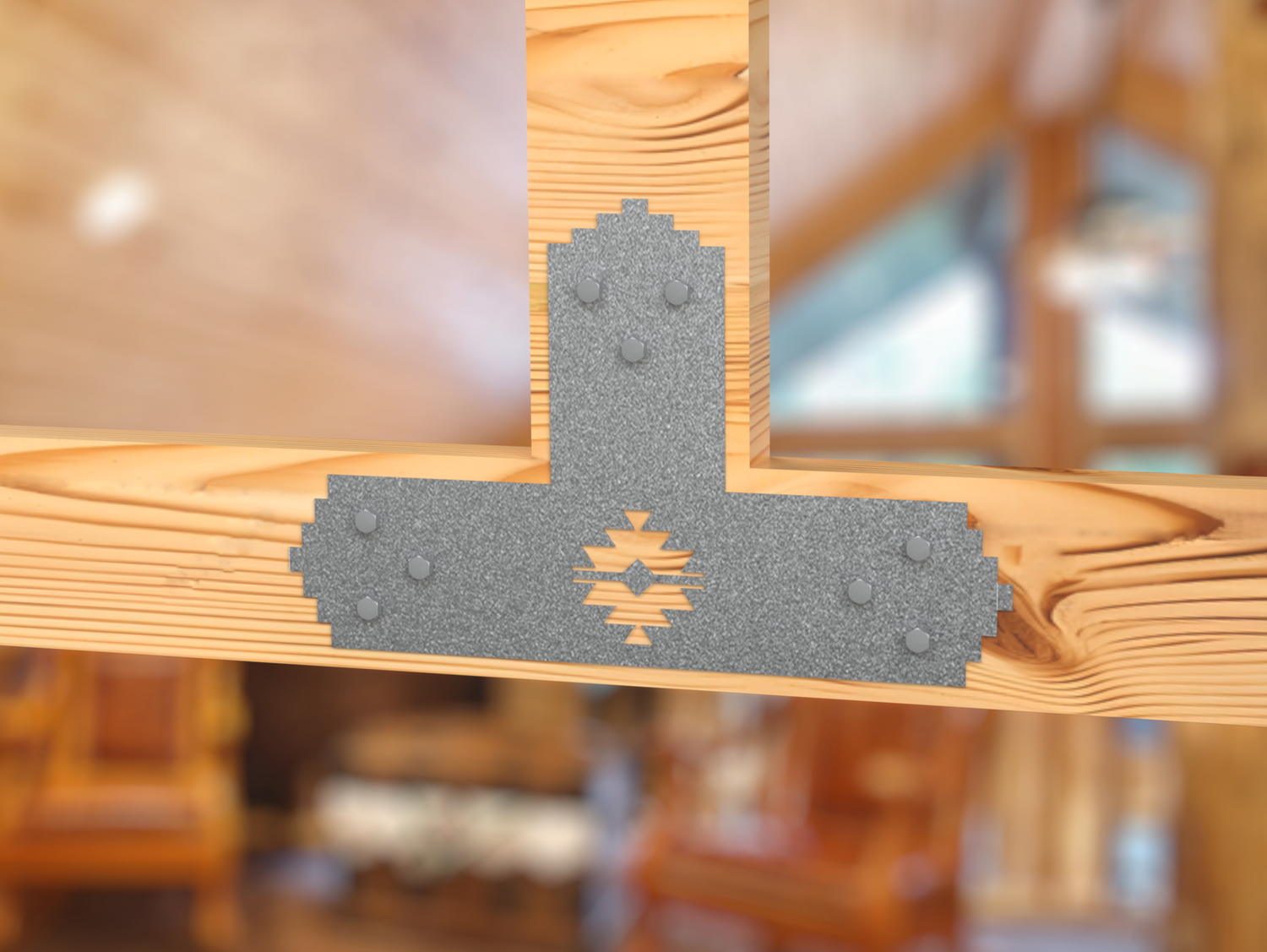 T Bracket - Aztec Style - For 8 Inch Lumber - Wood Post Brackets - construction brackets - brackets for post and beam construction - beam supports - post support - timber frame brackets - barndominium brackets - exposed beam brackets