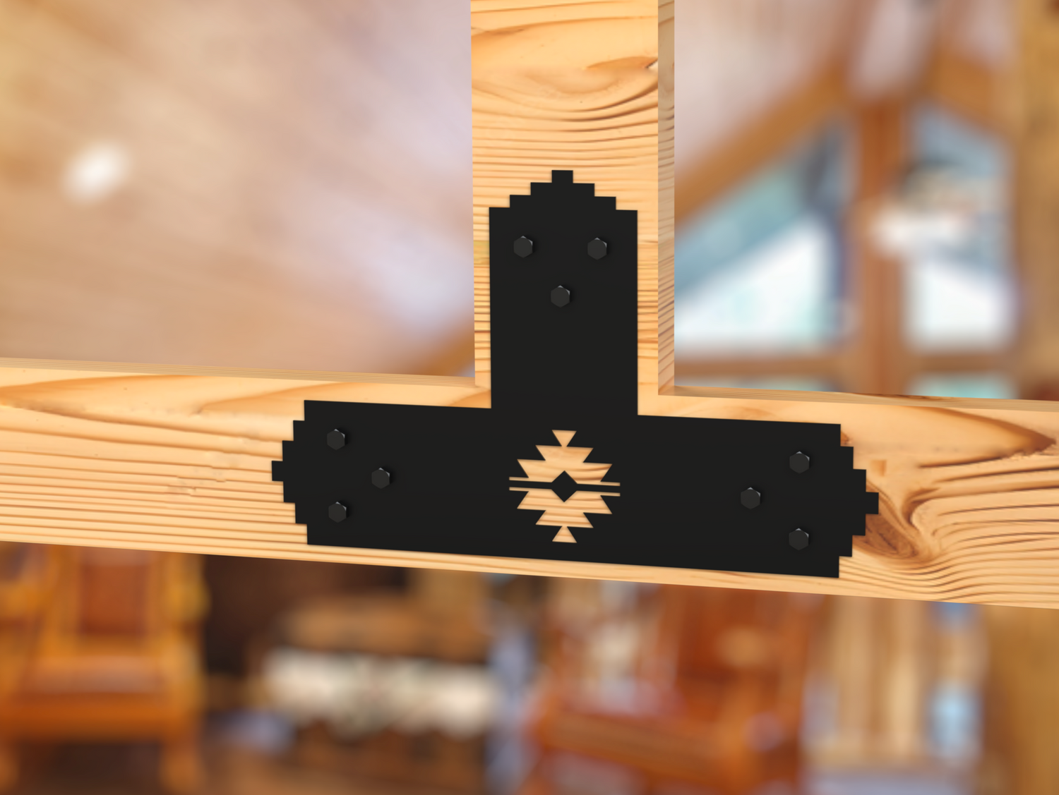 T Bracket - Aztec Style - For 8 Inch Lumber - Wood Post Brackets - construction brackets - brackets for post and beam construction - beam supports - post support - timber frame brackets - barndominium brackets - exposed beam brackets