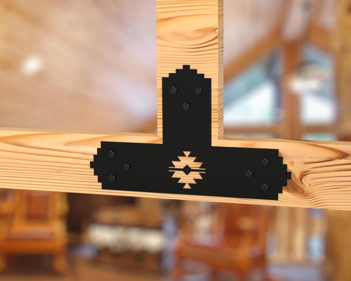 T Bracket - Aztec Style - For 8 Inch Lumber - Wood Post Brackets - construction brackets - brackets for post and beam construction - beam supports - post support - timber frame brackets - barndominium brackets - exposed beam brackets