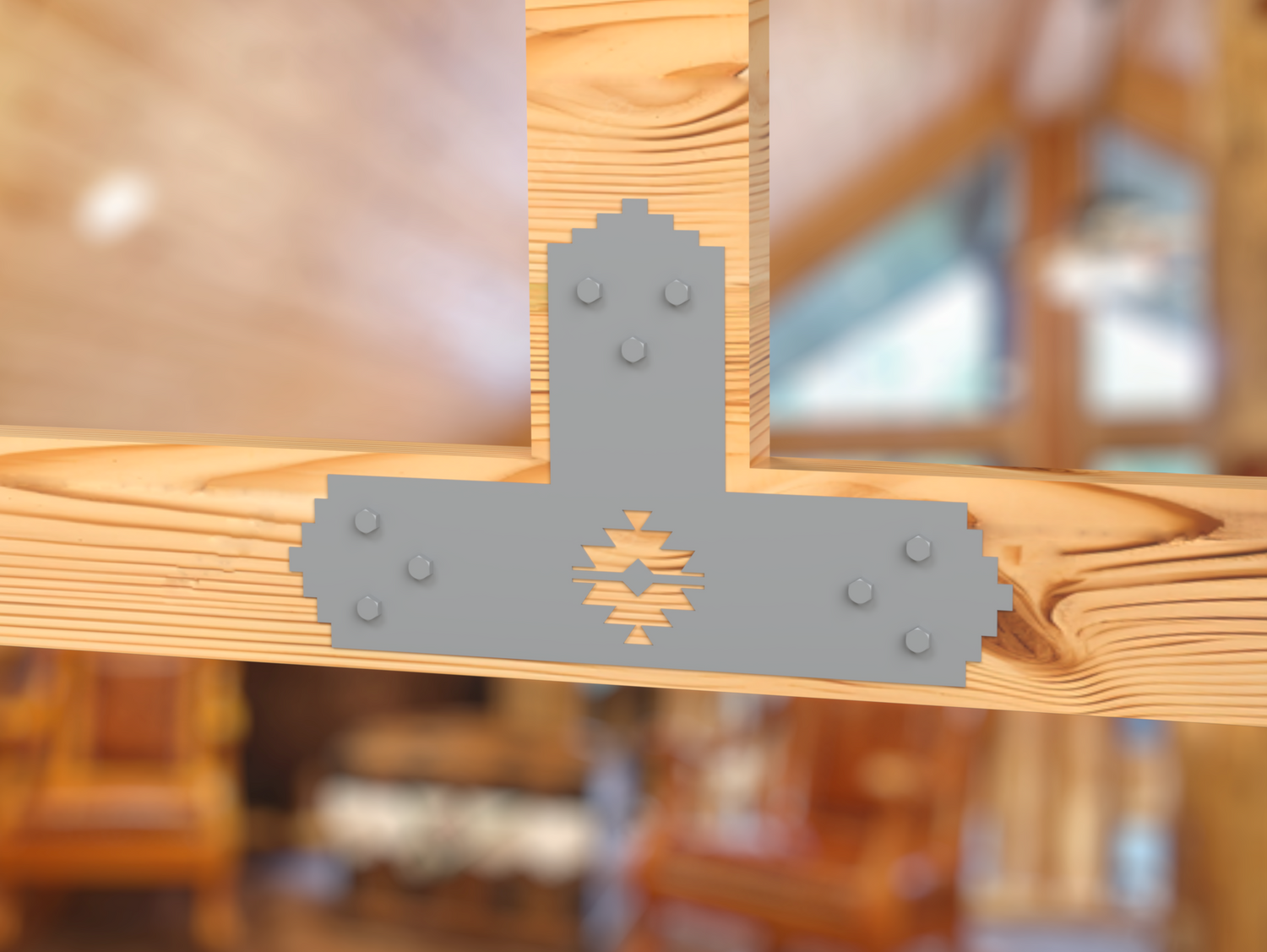 T Bracket - Aztec Style - For 8 Inch Lumber - Wood Post Brackets - construction brackets - brackets for post and beam construction - beam supports - post support - timber frame brackets - barndominium brackets - exposed beam brackets