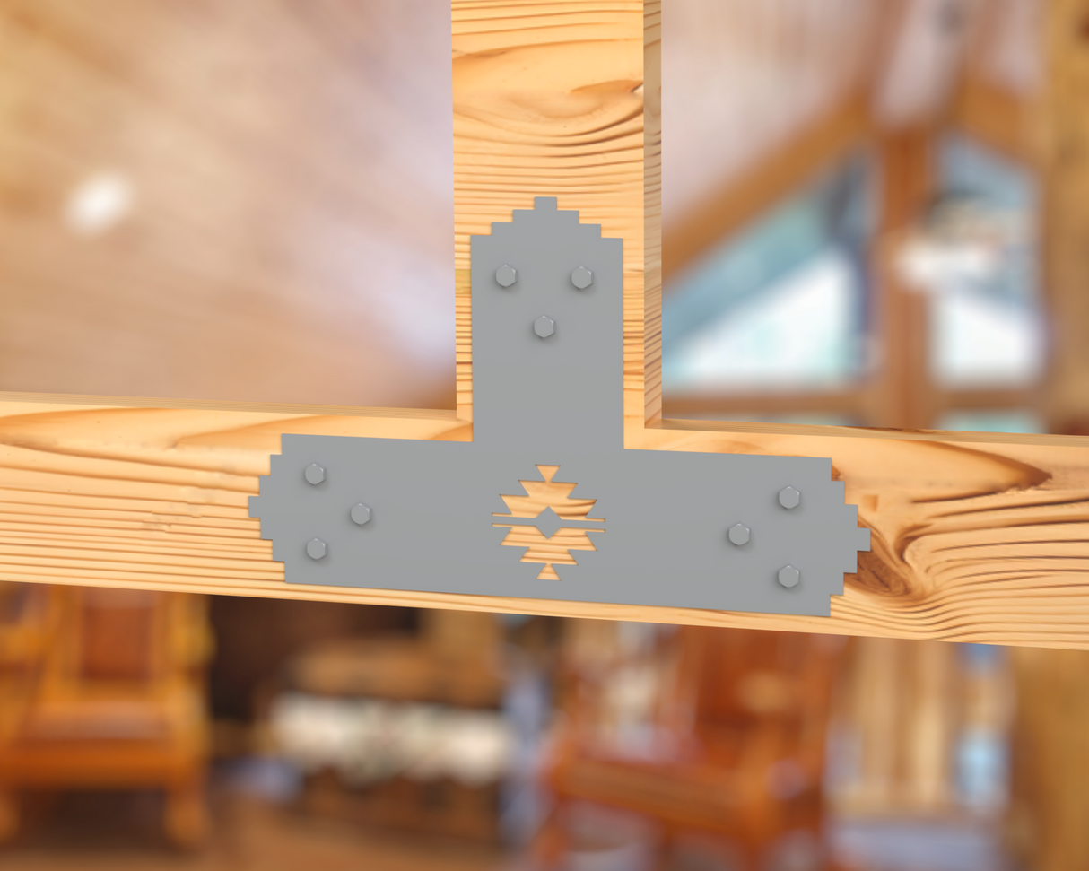 T Bracket - Aztec Style - For 8 Inch Lumber - Wood Post Brackets - construction brackets - brackets for post and beam construction - beam supports - post support - timber frame brackets - barndominium brackets - exposed beam brackets