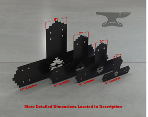 Aztec Style T Brackets - Various Sizes - Wood Post Brackets - construction brackets - brackets for post and beam construction - beam supports - post support - timber frame brackets - barndominium brackets - exposed beam brackets