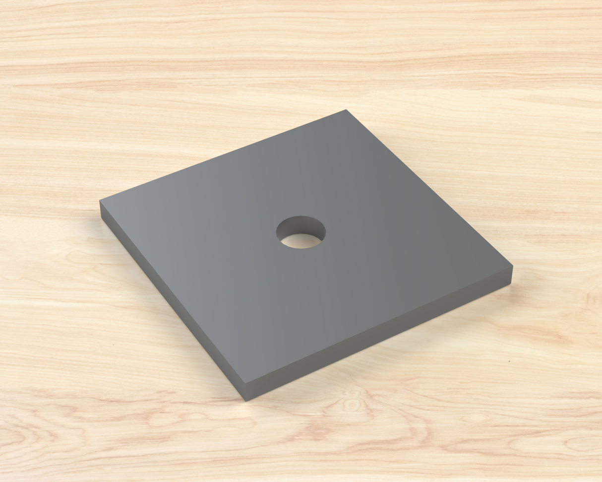 2" X 2" X 7/64" Bearing Plate - 1/2" Hole - Wood Post Brackets - construction materials - building supposrts - beam supports - post support - timber frame brackets - wood frame buildings - post frame buildings - barndominium brackets - exposed beam brackets