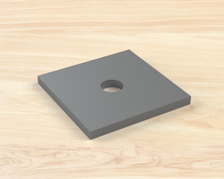 2" X 2" X 7/64" Bearing Plate - 5/8" Hole - Wood Post Brackets - construction materials - building supposrts - beam supports - post support - timber frame brackets - wood frame buildings - post frame buildings - barndominium brackets - exposed beam brackets
