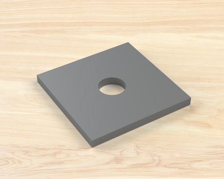 2" X 2" X 7/64" Bearing Plate - 3/4" Hole - Wood Post Brackets - construction materials - building supposrts - beam supports - post support - timber frame brackets - wood frame buildings - post frame buildings - barndominium brackets - exposed beam brackets