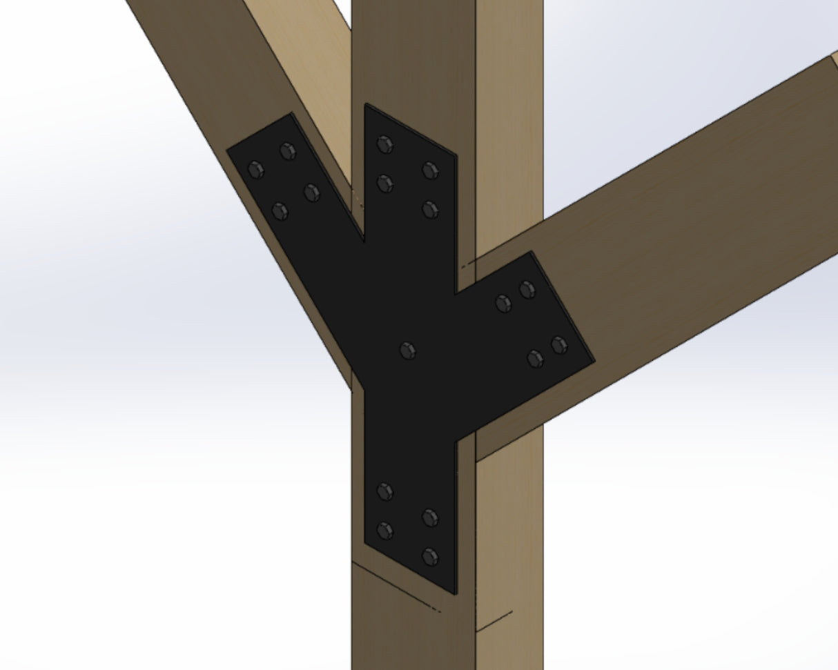 Y Bracket with Center Leg -Industrial Style - For 6 Inch Lumber