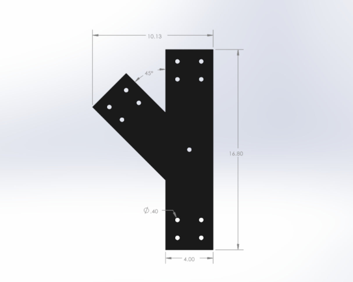 T 45 Degree Leg Bracket for 6" Post