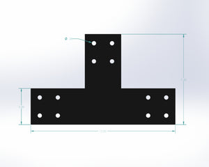 T Bracket - Industrial Style - 4 Inch Lumber - Wood Post Brackets - construction materials - building supports - beam supports - post supports